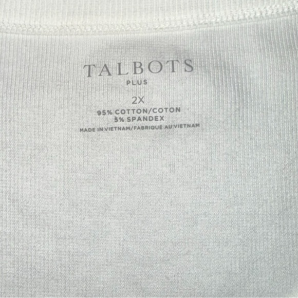 NWT TALBOTS RIBBED SCOOP NECK TEE Plus 2X White - Picture 5 of 14